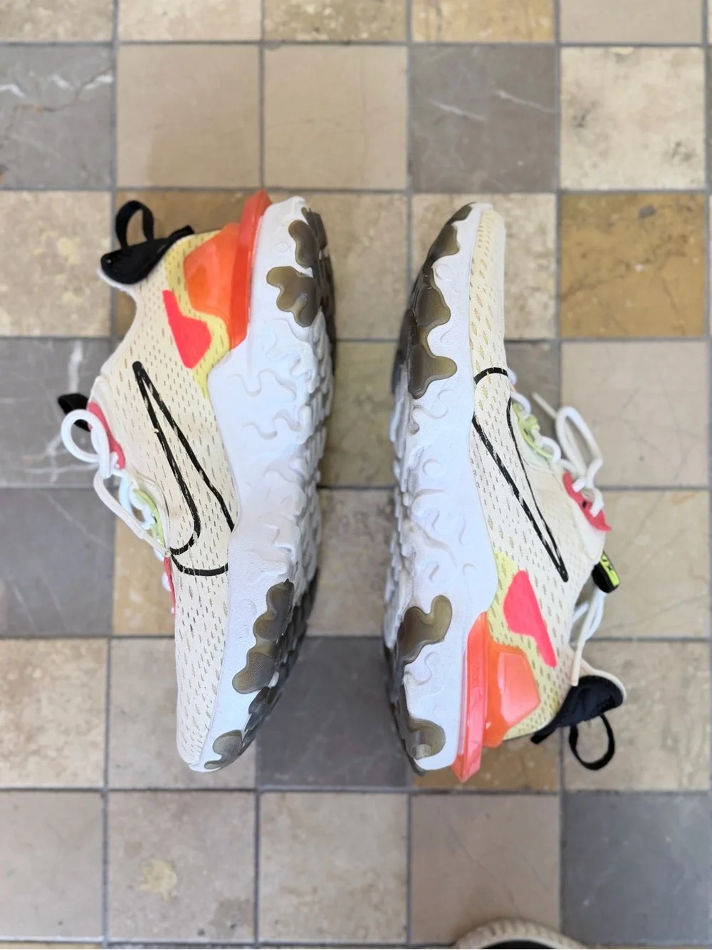 Nike White Sneakers with Pink and Lime Accents